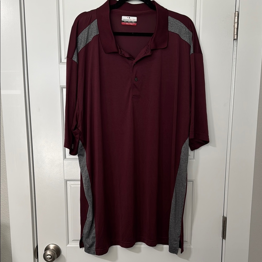 Grand Slam Burgundy and Gray Polo Shirt Relaxed Fit